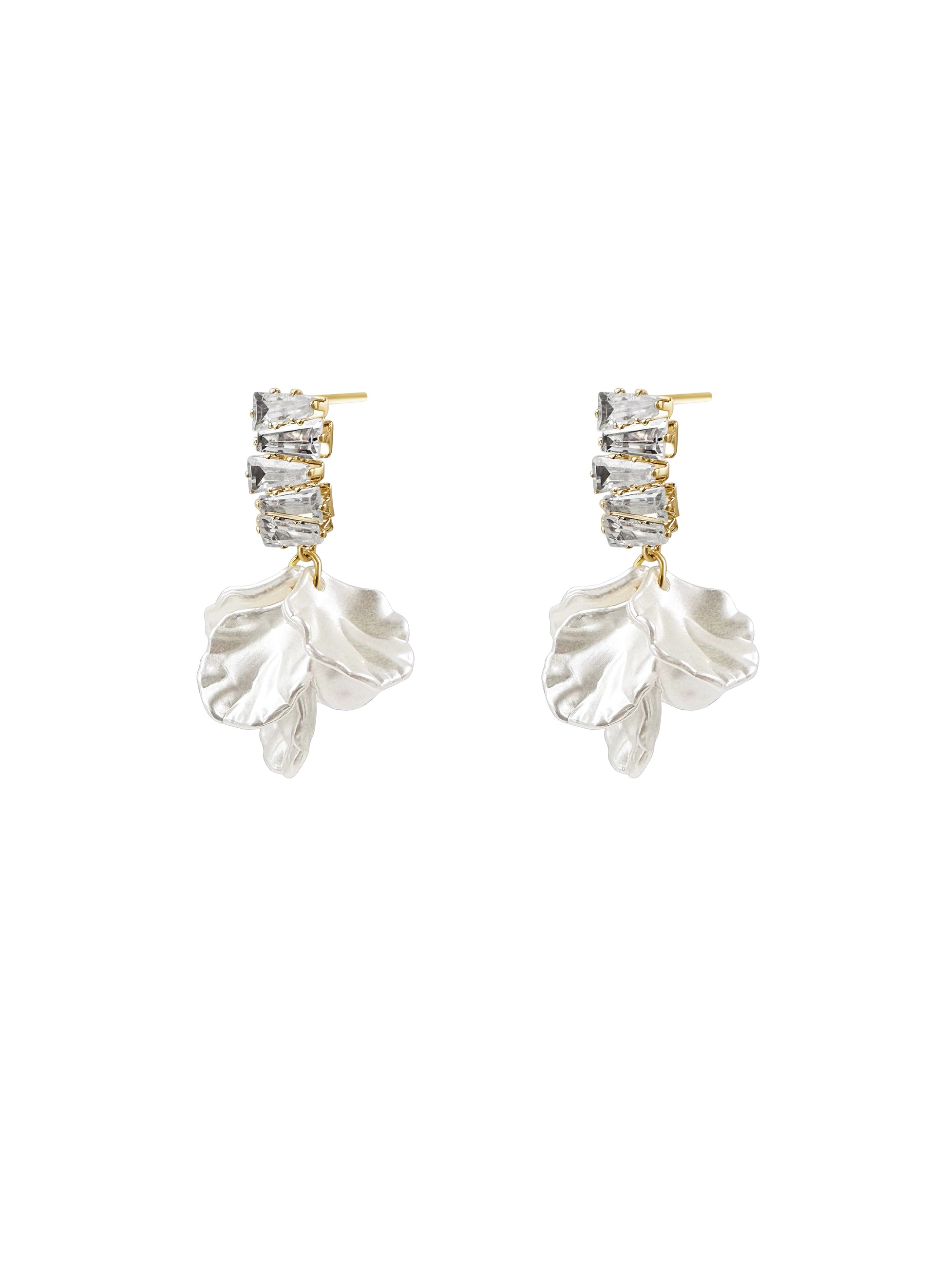 Crystal Baguette Petal Drop Earrings 3