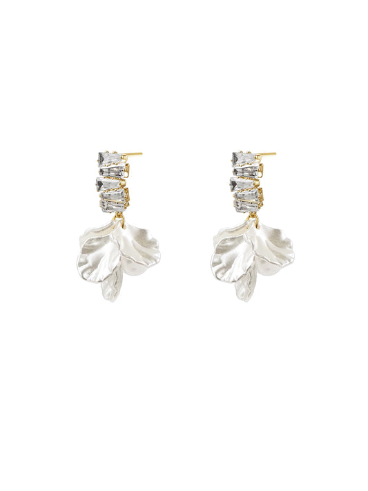 Crystal Baguette Petal Drop Earrings 3