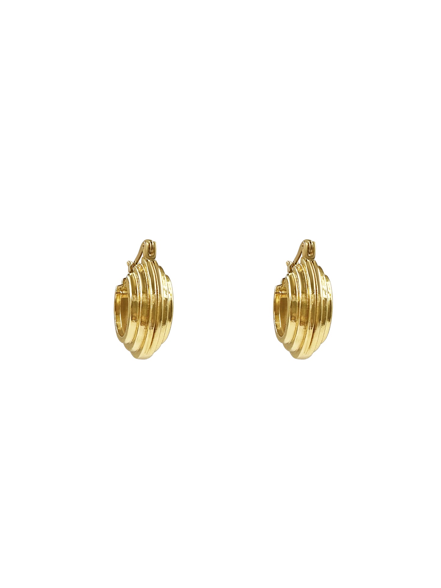 Layered Ribbed Hoop Earrings