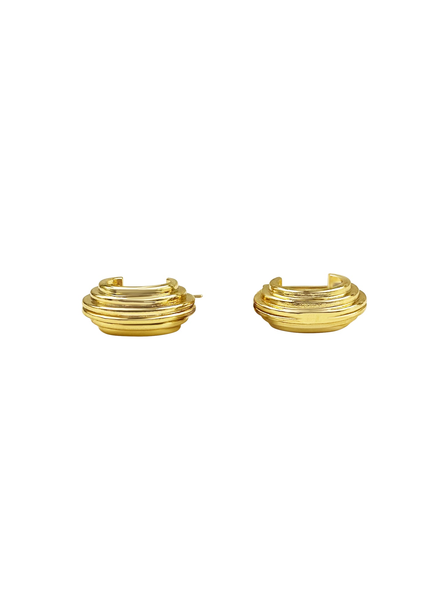 Layered Ribbed Hoop Earrings