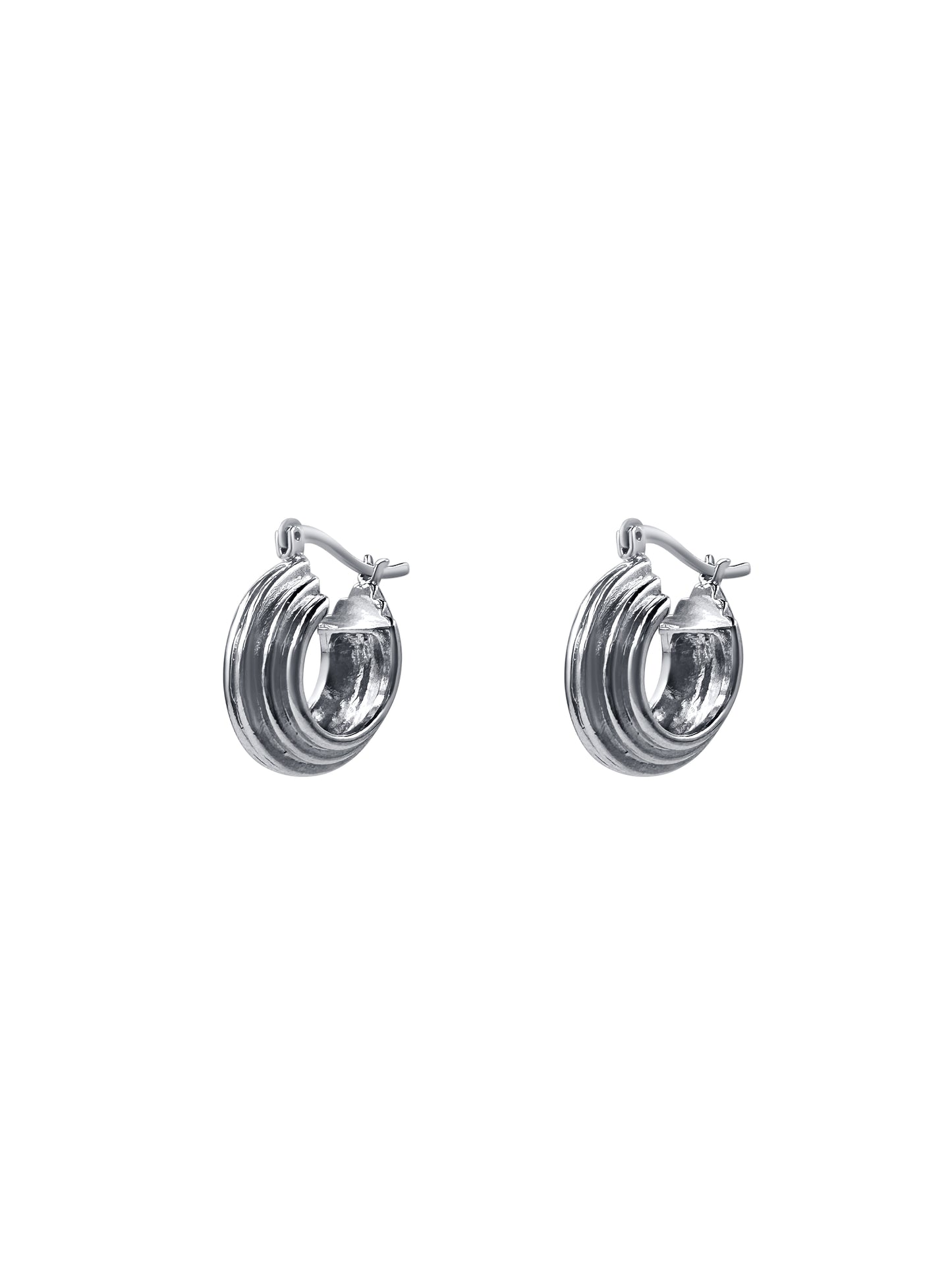 Layered Ribbed Hoop Earrings
