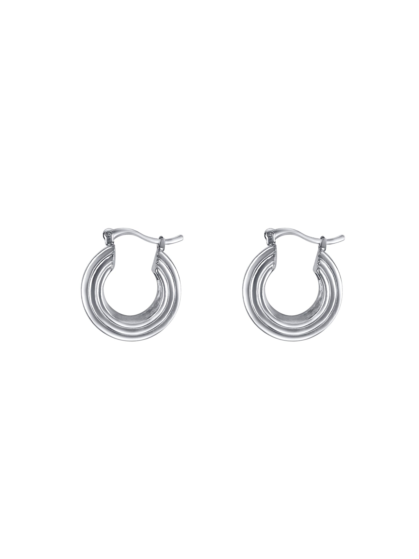 Layered Ribbed Hoop Earrings