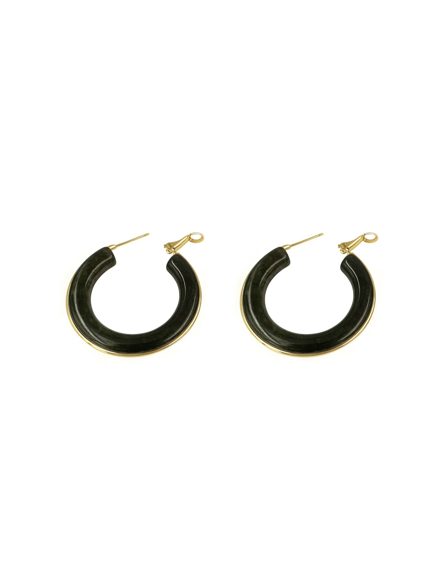 Resin Hoop Earrings with Gold Outlining