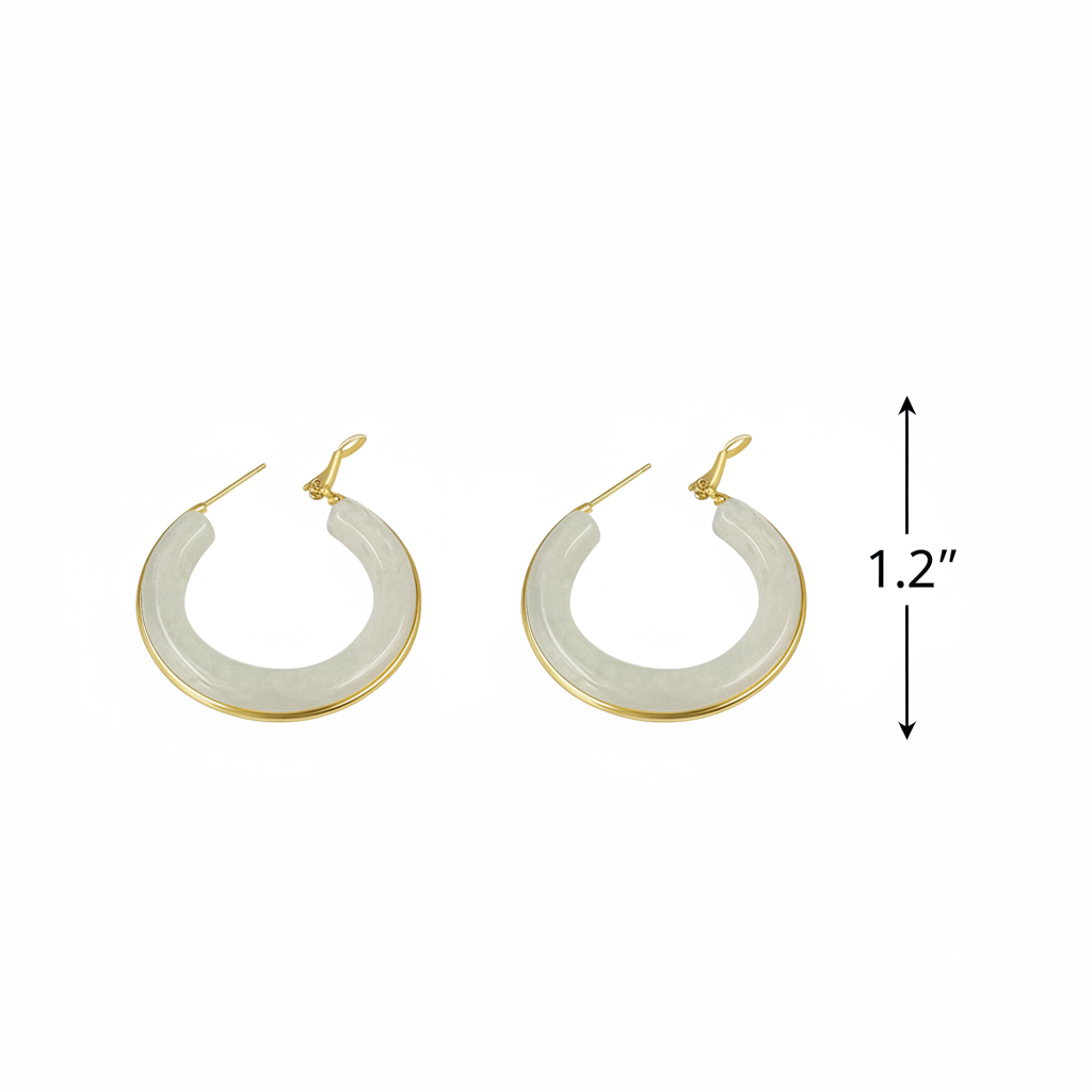 Resin Gold Hoop Earrings - 1.2" Height Measurement