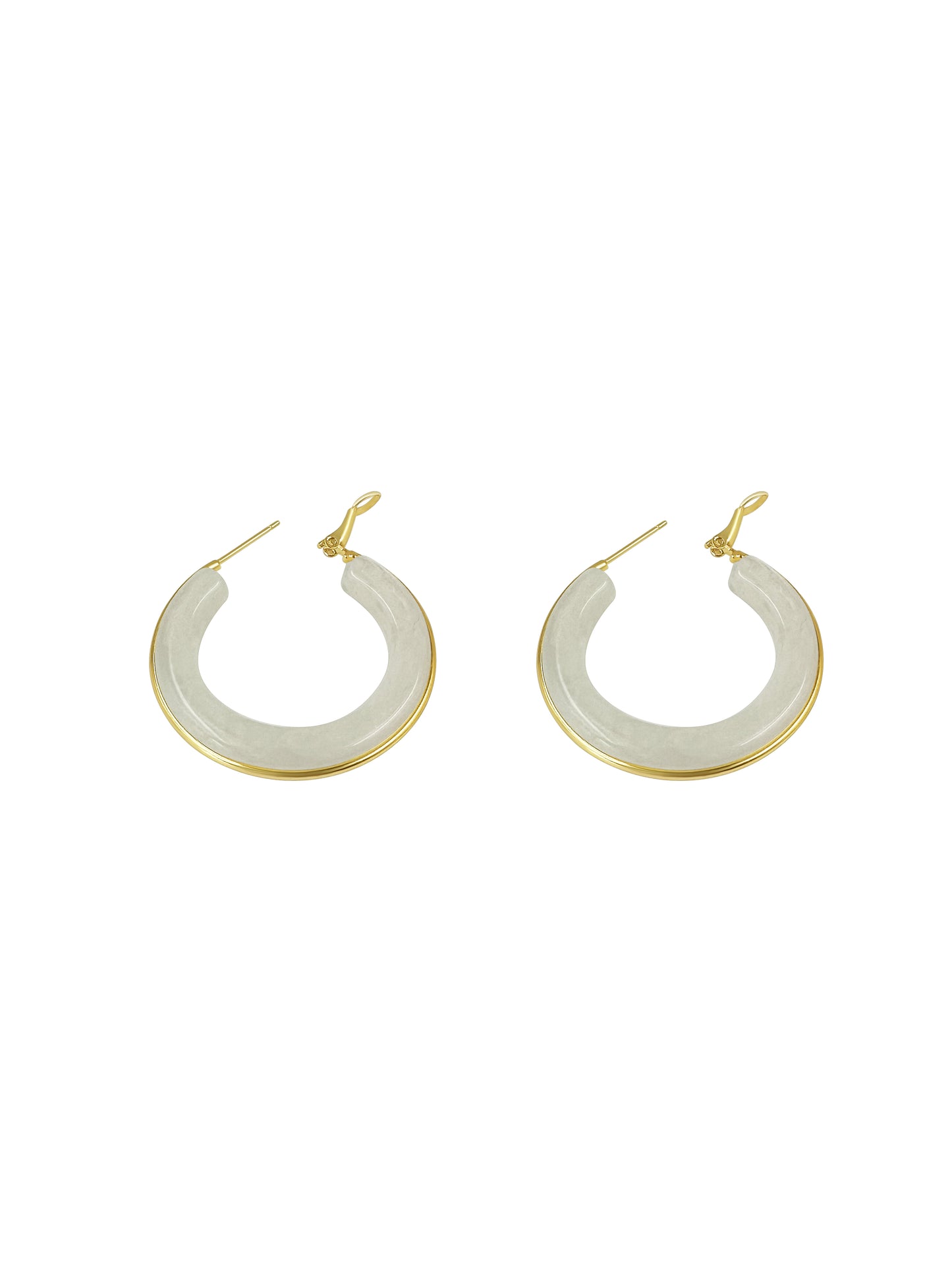 Resin Hoop Earrings with Gold Outlining