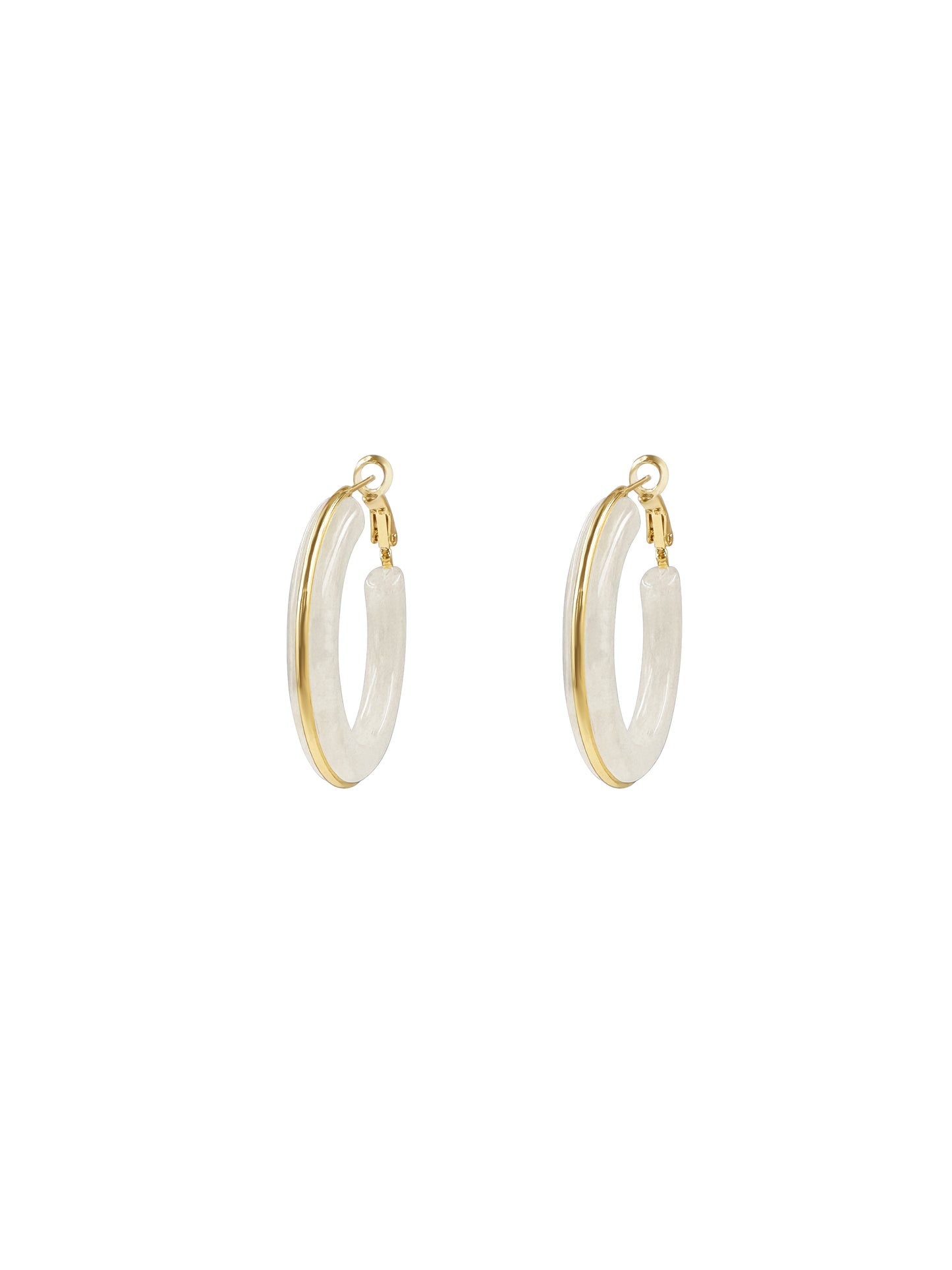 Resin Hoop Earrings with Gold Outlining