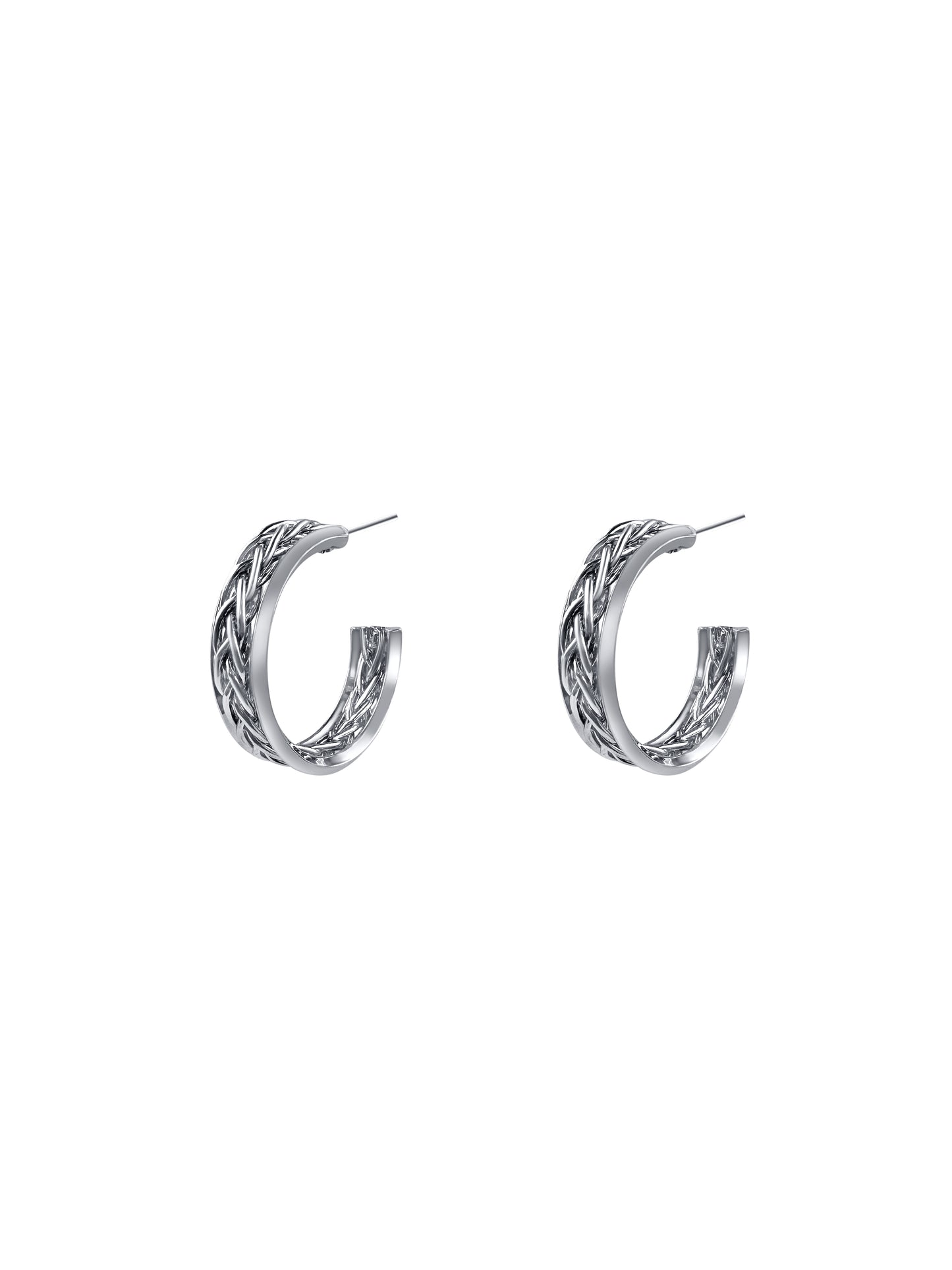 Gold Faceted Hexagon C-Hoop Earrings