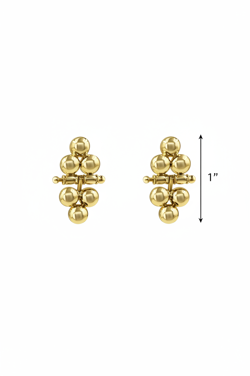 Gold Bubble Cluster Studs - 1" Height Measurement