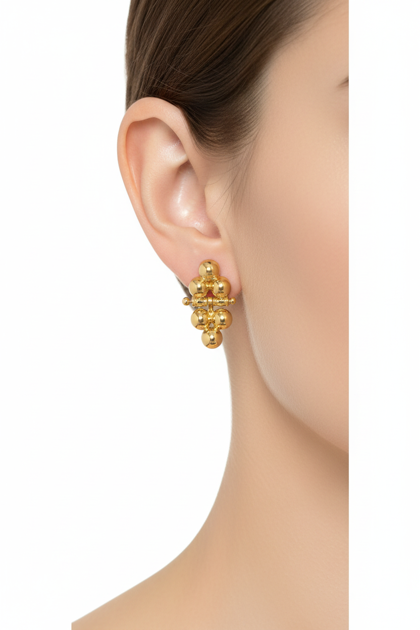 Gold Bubble Cluster Studs - Bottom Earlobe Lifestyle
