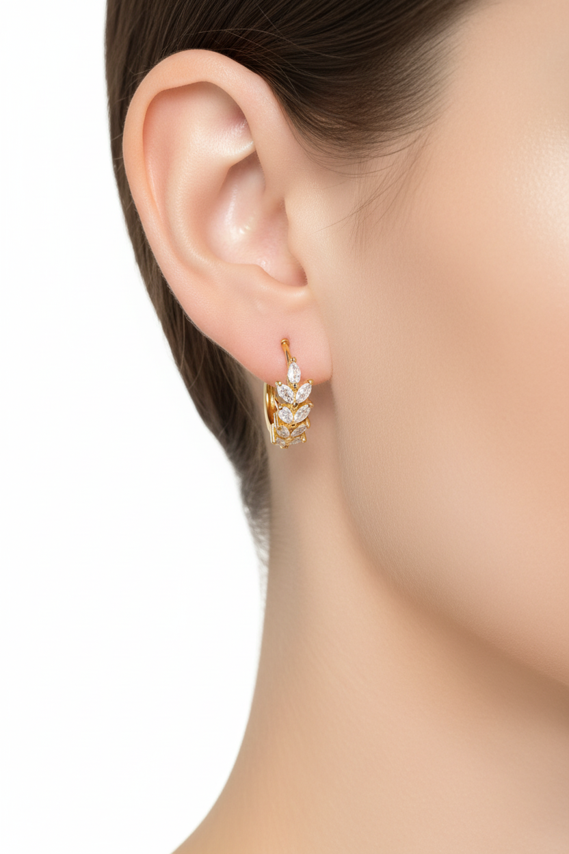 Gold Gemstone Cluster Huggie Earrings - Lifestyle